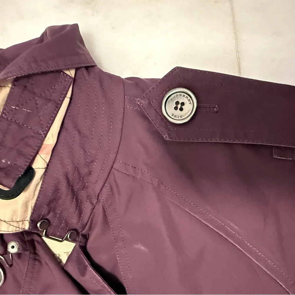 Deep Maroon Women's Burberry Trench Coat - Picture 7 of 15